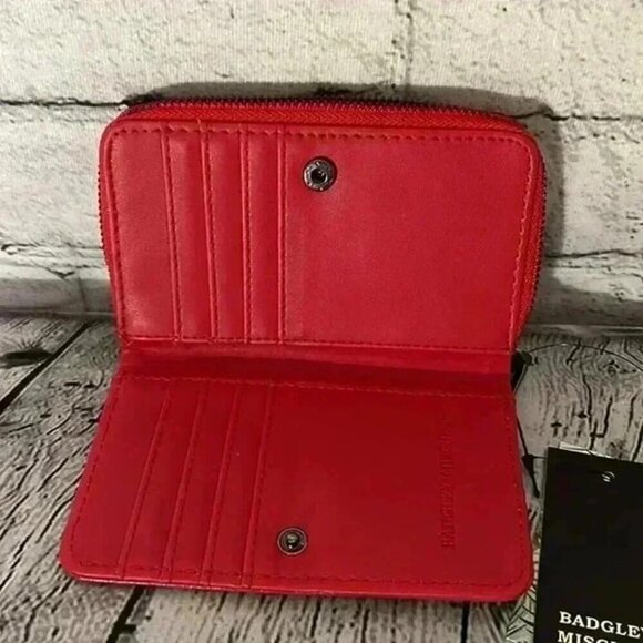 Badgley Mischka Red Croco Coin Credit Card Holder Wallet Billfold New with Tag - Picture 5 of 6